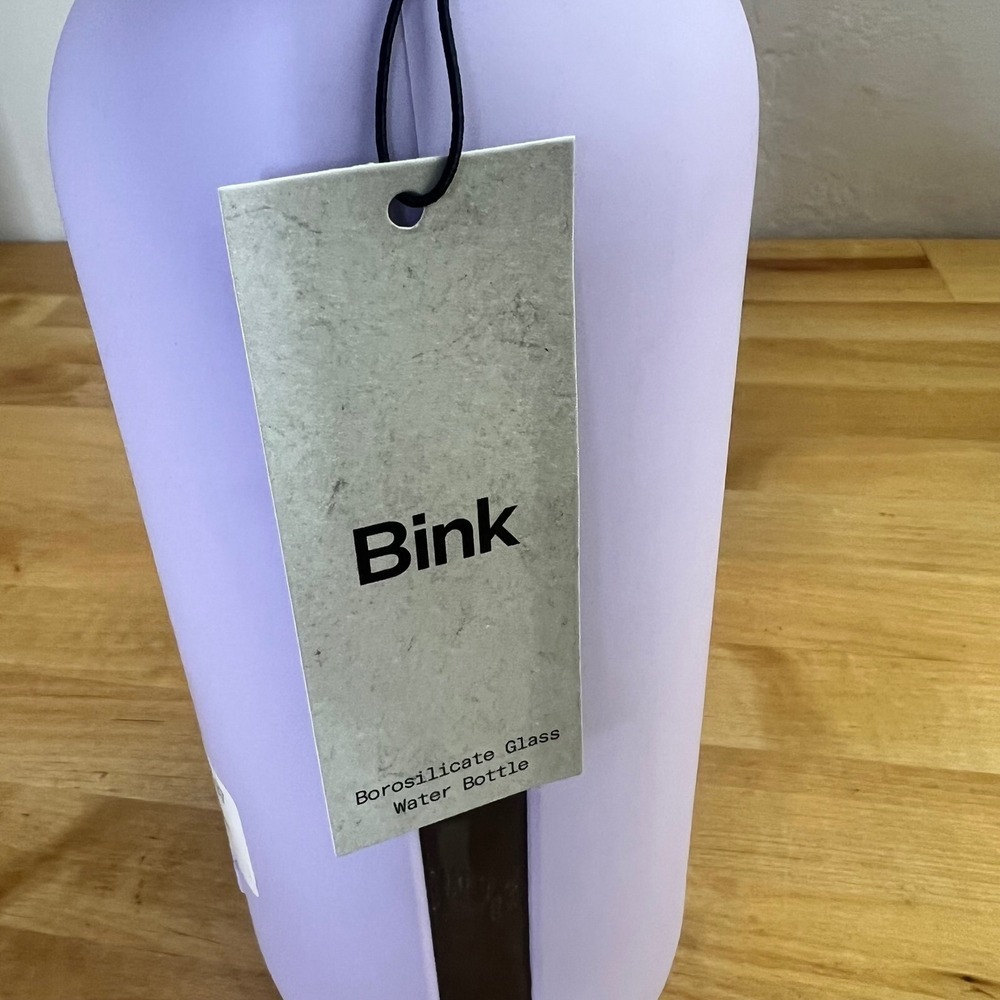 Bink Water Bottle Big Bottle 36oz Fog Purple Borosilicate Glass Silicone New - Picture 2 of 6